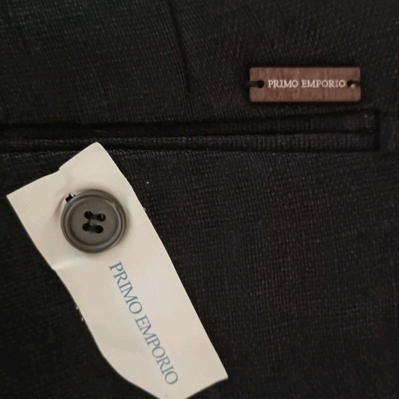 NWT Primo Emporio Men Shorts 100% Linen Sz EU46 Bermuda Black Made‎ in Italy NWT - Picture 3 of 12